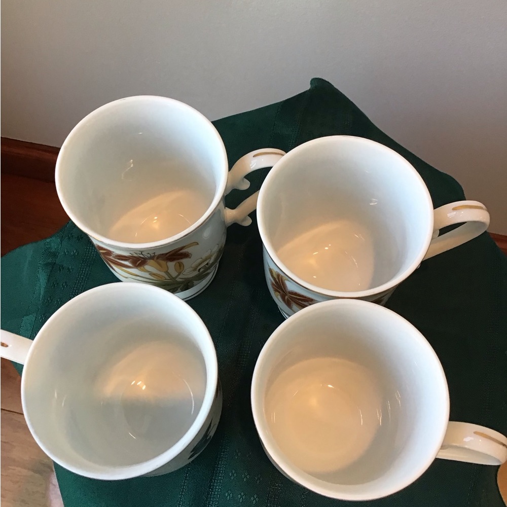 Vintage Shafford Chinese‎ Garden Mug Set Japan Footed Lilly Butterfly Tall - Picture 4 of 8